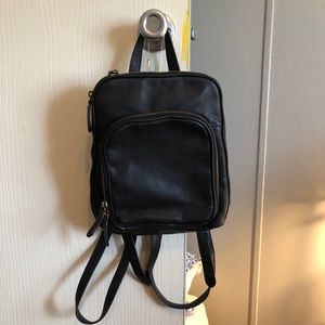 margot black leather backpack